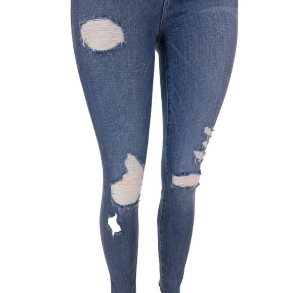 Good American Good Waist High Waist Ripped Skinny Jeans Size 25 0 XS Blue - Picture 7 of 10